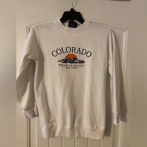 Men’s Colorado Mountain Life Est 1876 White Pullover Sweatshirt M